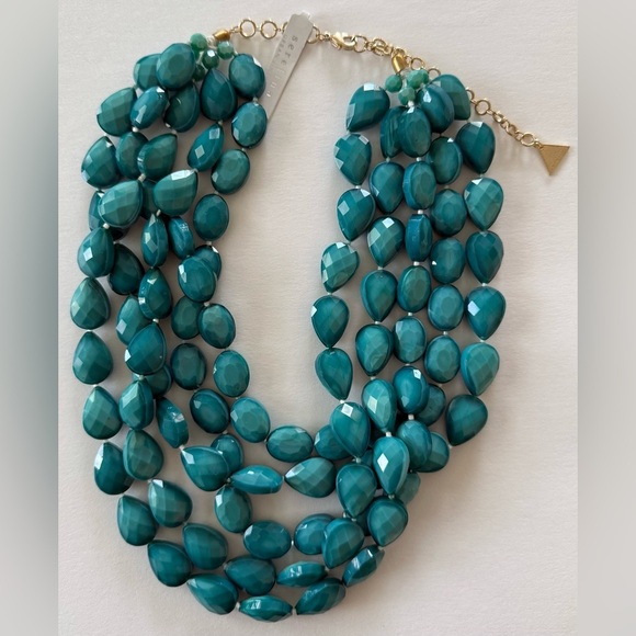 🆕 Serefina Elegant Layered Teal Beaded Necklace - Picture 3 of 8